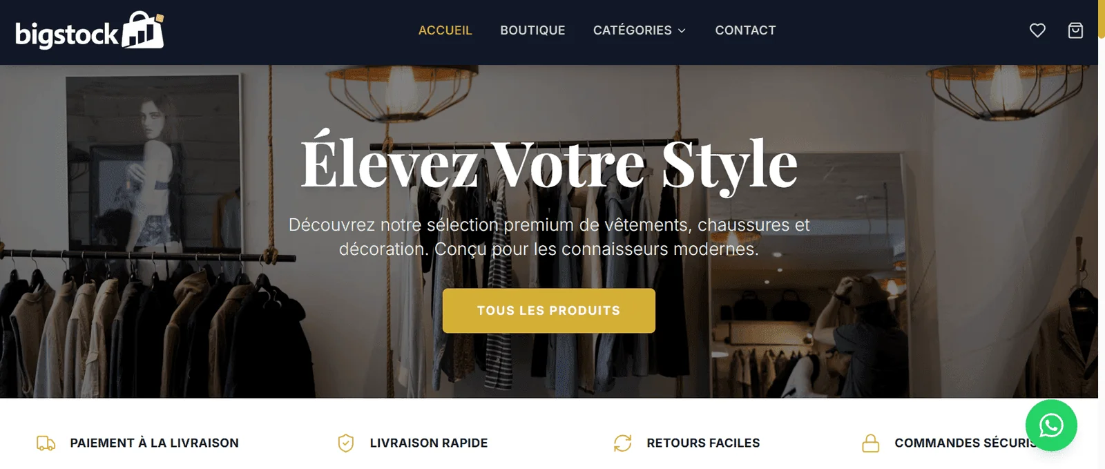 Projet E-commerce BigStock réalisé par WebHive - Capture 1