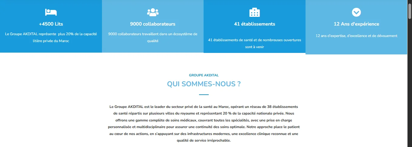 Projet Clinics akdital réalisé par WebHive - Capture 2