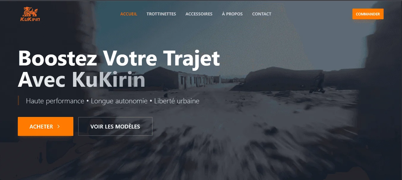 Projet E-commerce Kukirin réalisé par WebHive - Capture 1