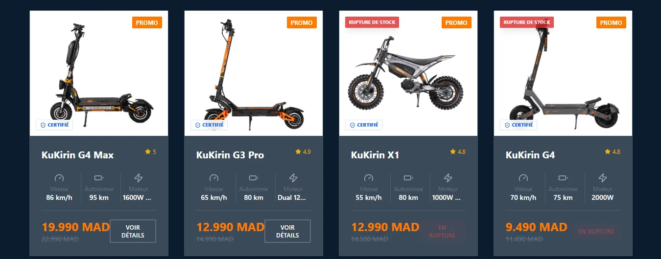 Projet E-commerce Kukirin réalisé par WebHive - Capture 3