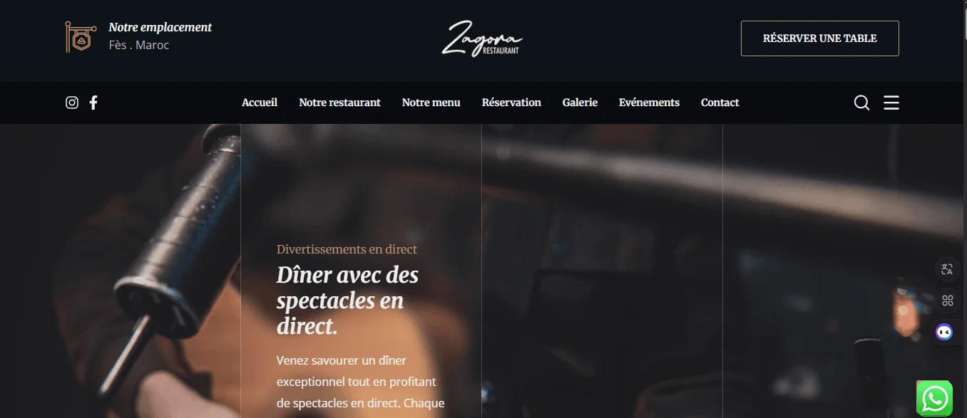 Projet Restaurant Tzagora Maroc réalisé par WebHive - Capture 1