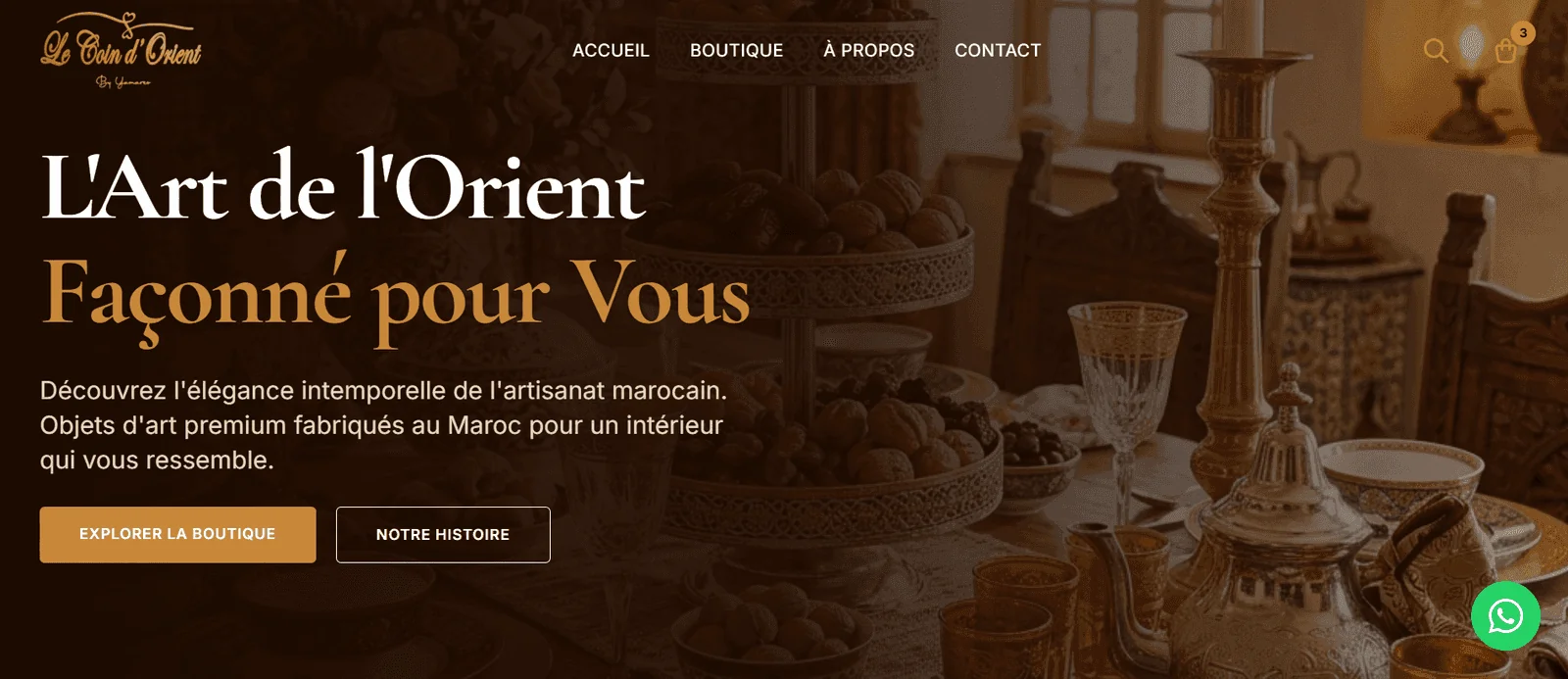 Projet E-commerce Orient réalisé par WebHive - Capture 1